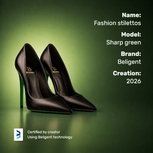 Close view of stilettos from an illustrative demo passport