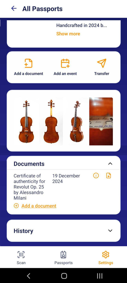 Beligent Scanner showing Digital Product Passport details